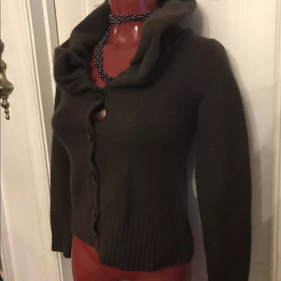 Sarah Spencer Cardigan Sweater Womens- Size S -Lambswool/Rabbit Hair Blend Brown - Picture 2 of 10